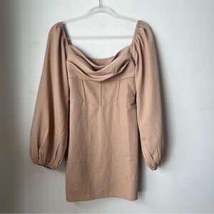 Princess Polly Beige Lillie Long Sleeve Mini Dress 4